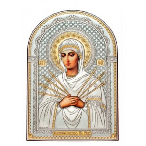 Икона из серебра — Богородица «Семистрельная»
