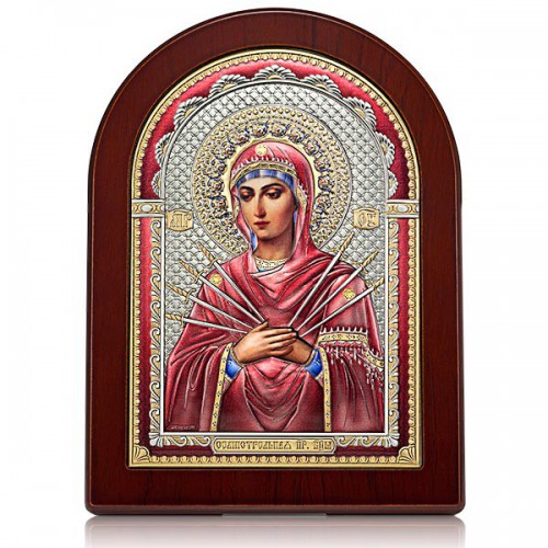 Серебряная икона — Богородица «Семистрельная»