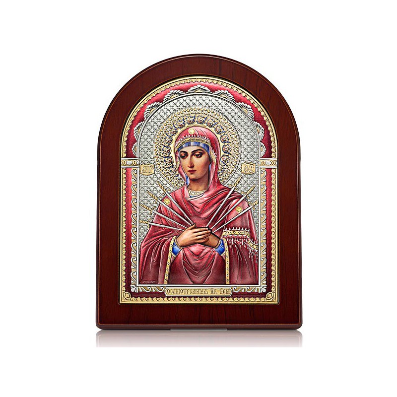 Серебряная икона — Богородица «Семистрельная»