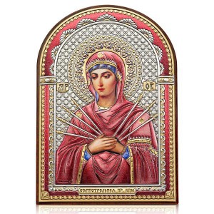 Икона с эмалью — Богородица «Семистрельная»