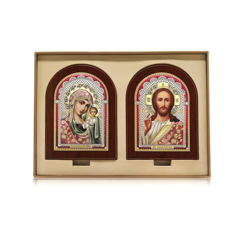 Венчальные православные иконы с цветной эмалью
