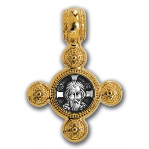 Маленький нательный крест (4 гр) «Спас Нерукотворный» (арт 101.017)