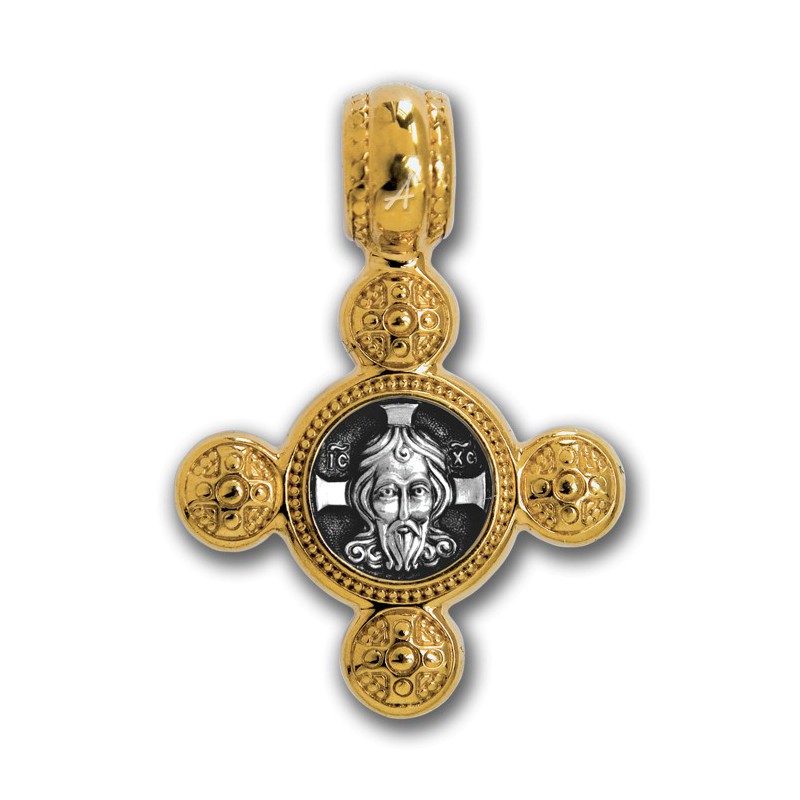 Маленький нательный крест (4 гр) «Спас Нерукотворный» (арт 101.017)