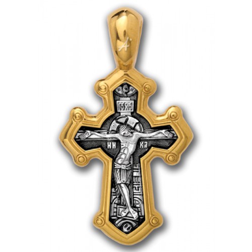 Позолоченный нательный крестик «Димитрий Солунский» (арт 101.030)