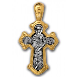 Позолоченный нательный крестик «Димитрий Солунский» (арт 101.030)