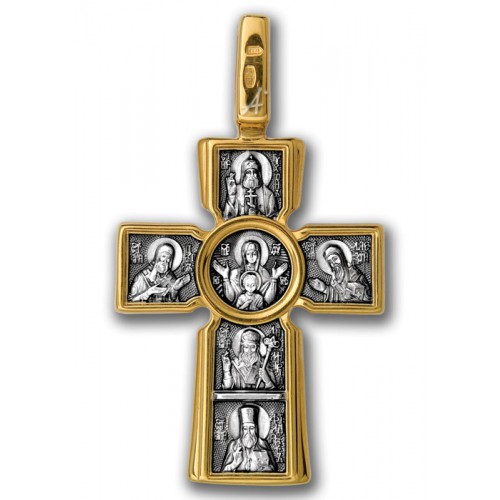 Позолоченный нательный крест «Пять Святителей» (арт 101.039)