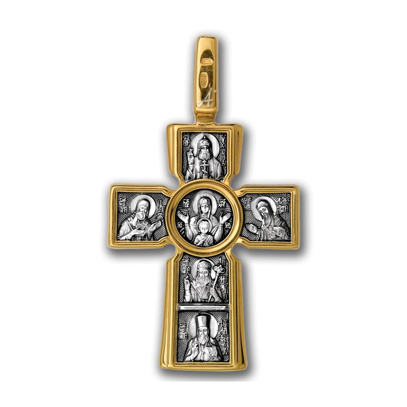Позолоченный нательный крест «Пять Святителей» (арт 101.039)