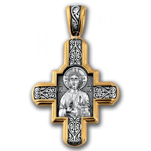 Позолоченный нательный крестик «Пантелеимон Целитель» (арт 101.064)
