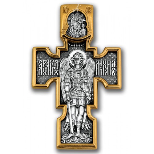 Позолоченный нательный крестик «Архистратиг Михаил» (арт 101.084)