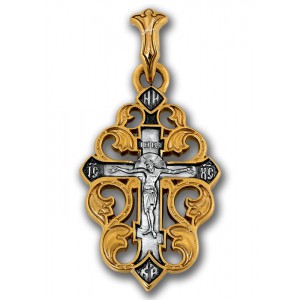 Позолоченный нательный крест «Виноградная лоза» (арт 101.091)