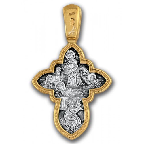 Позолоченный нательный крест «Успение Богоматери» (арт 101.202)