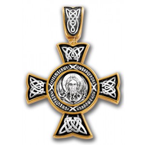 Позолоченный нательный крест с иконой святого Георгия (арт 101.228)