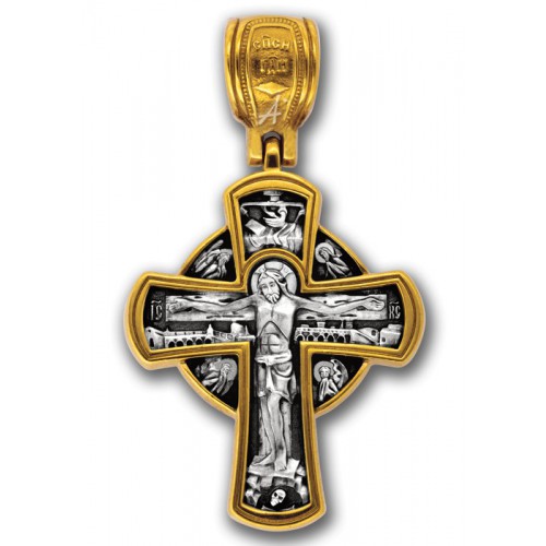 Позолоченный нательный крестик «Рождество Христово» (арт 101.231)