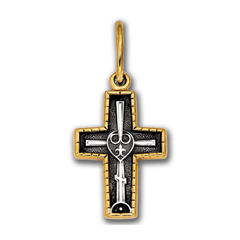 Маленький нательный крест (2 гр) «Голгофа с цатой» (арт 101.240)
