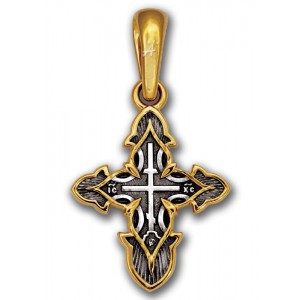 Маленький нательный крест (3 гр) «Голгофа и Хризма» (арт 101.242)