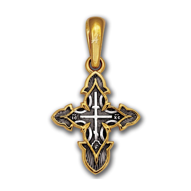 Маленький нательный крест (3 гр) «Голгофа и Хризма» (арт 101.242)
