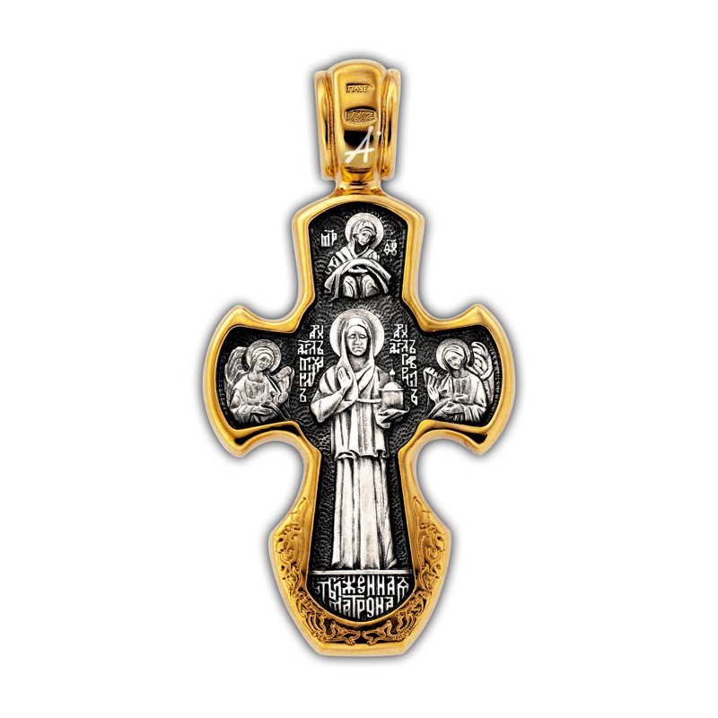 Позолоченный нательный крестик «Матрона Московская» (арт 101.253)
