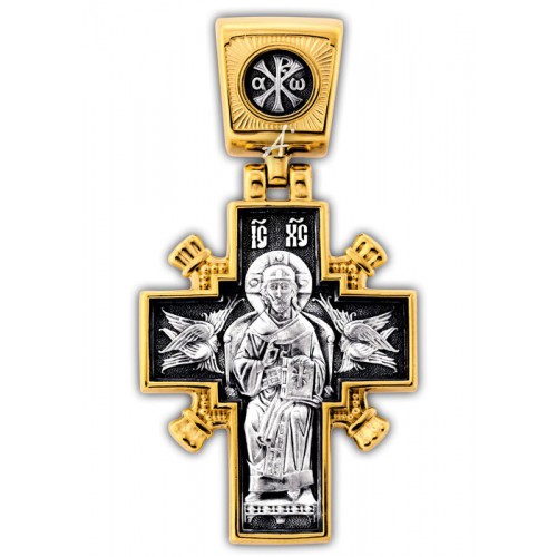 Крест «Христос Царь царей» из серебра с позолотой (арт 101.261)