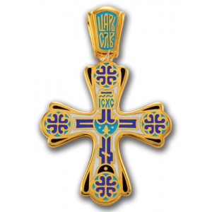 Позолоченный крестик с эмалью «Чудись Чуду» (арт 103.011)