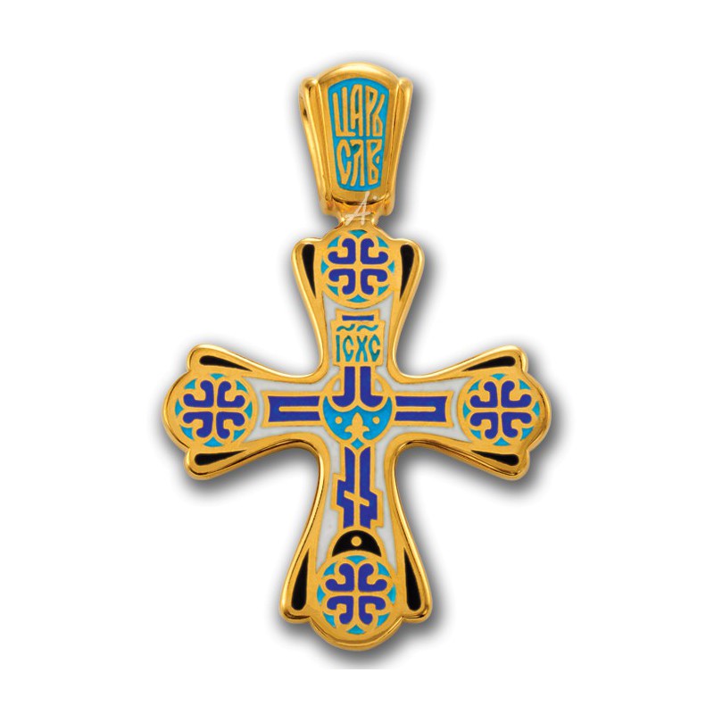 Позолоченный крестик с эмалью «Чудись Чуду» (арт 103.011)