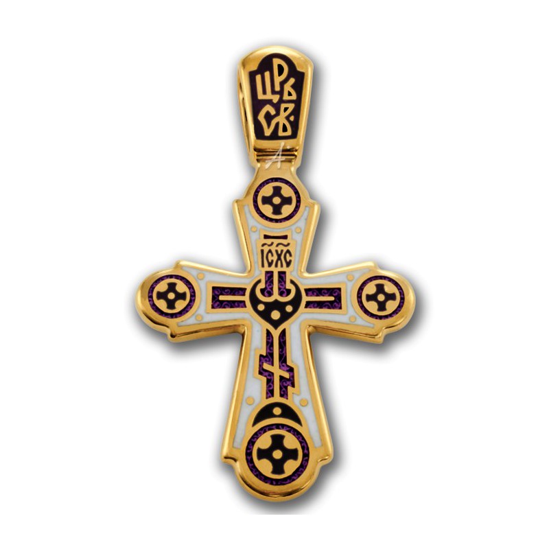 Позолоченный крестик с эмалью «Свет Христов» (арт 103.018)