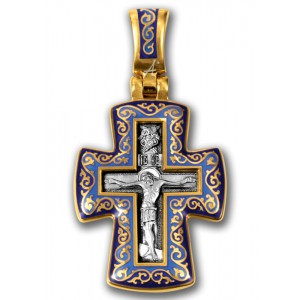 Позолоченный крестик с эмалью «Молитва Господу» (арт 103.071)