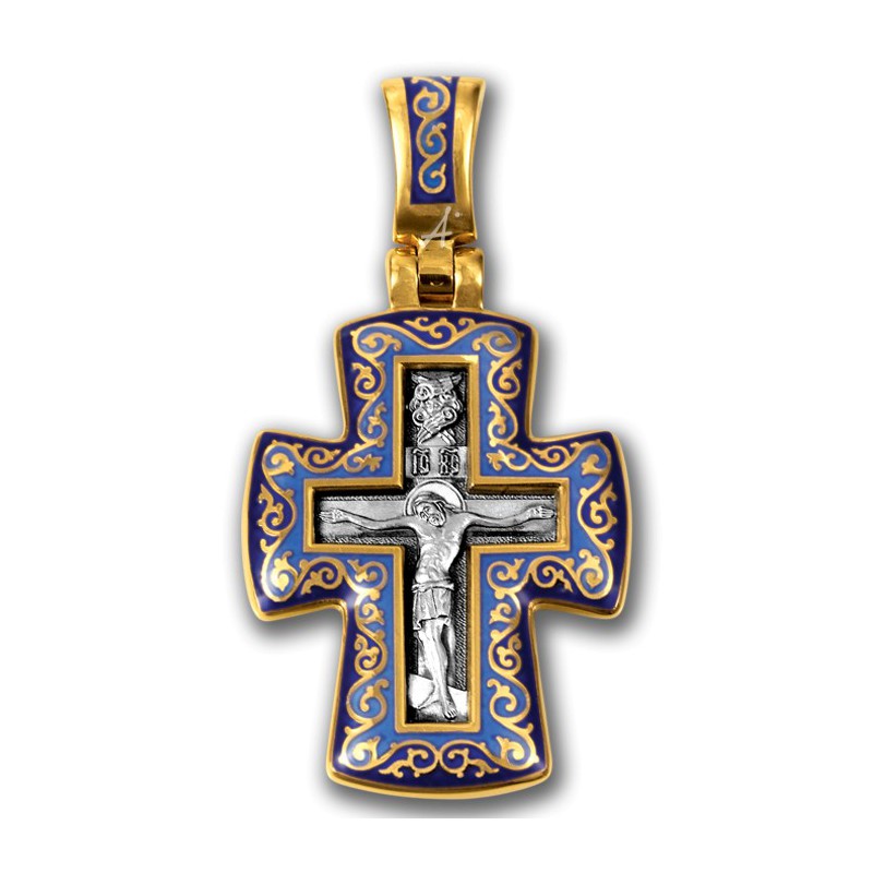 Позолоченный крестик с эмалью «Молитва Господу» (арт 103.071)