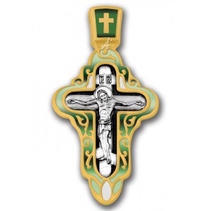 Позолоченный крестик с эмалью «Покров Богородицы» (арт 103.072)