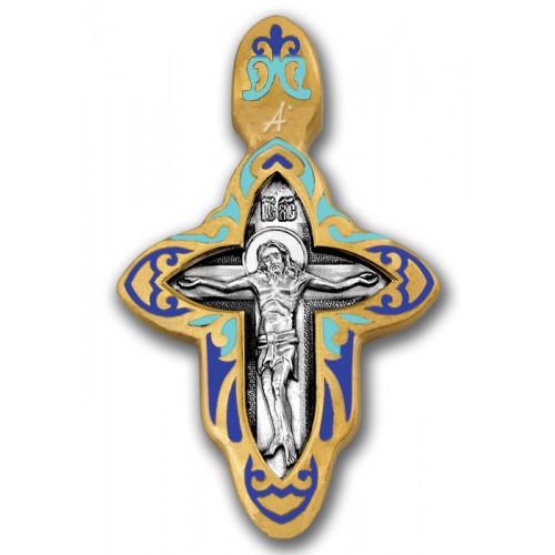 Позолоченный крестик с эмалью «Ксения Петербургская» (арт 103.234)
