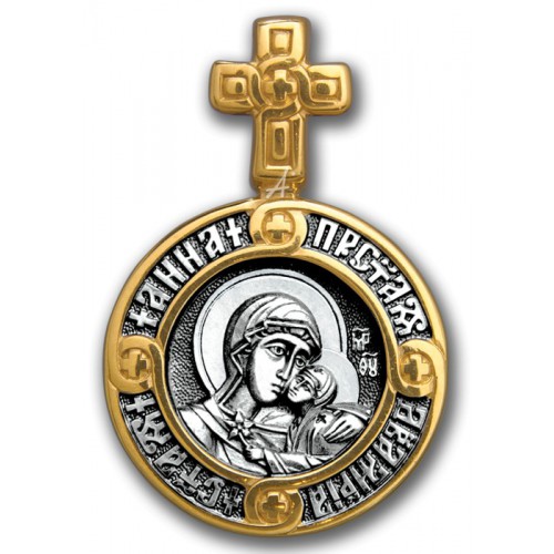 Серебряная иконка круглой формы Святая праведная Анна