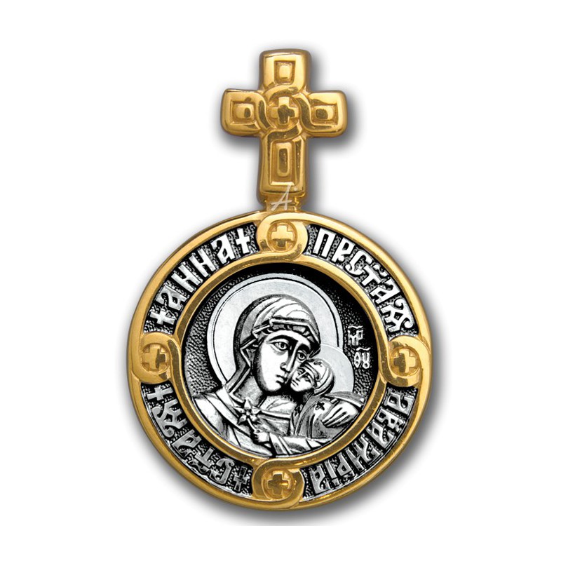 Серебряная иконка круглой формы Святая праведная Анна