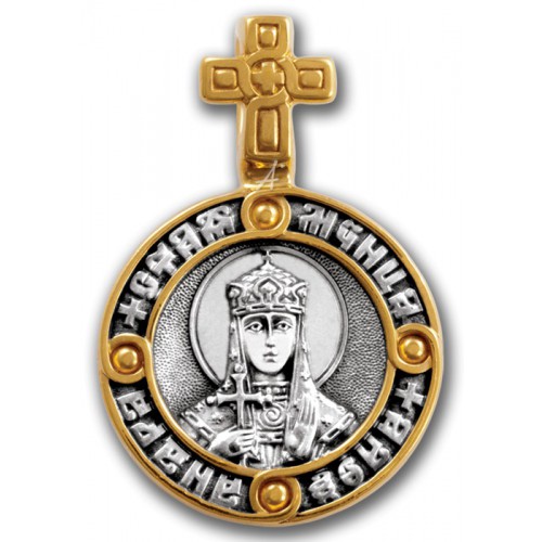 Серебряный образок в форме круга Святая Александра