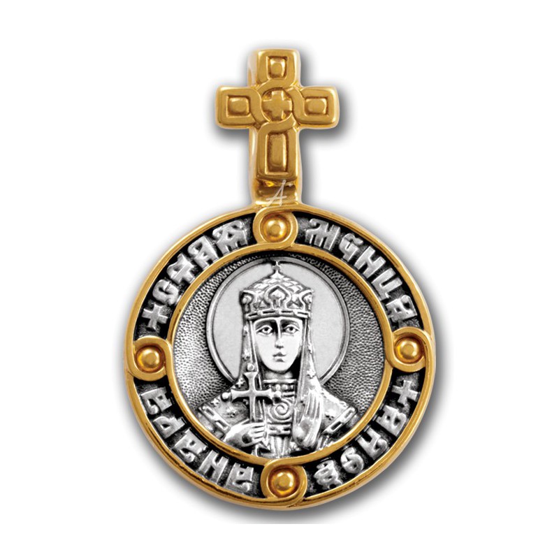Серебряный образок в форме круга Святая Александра