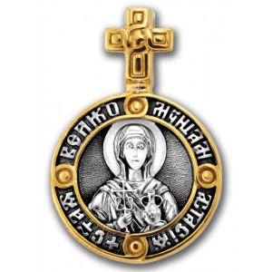 Серебряная иконка круглой формы Святая Анастасия