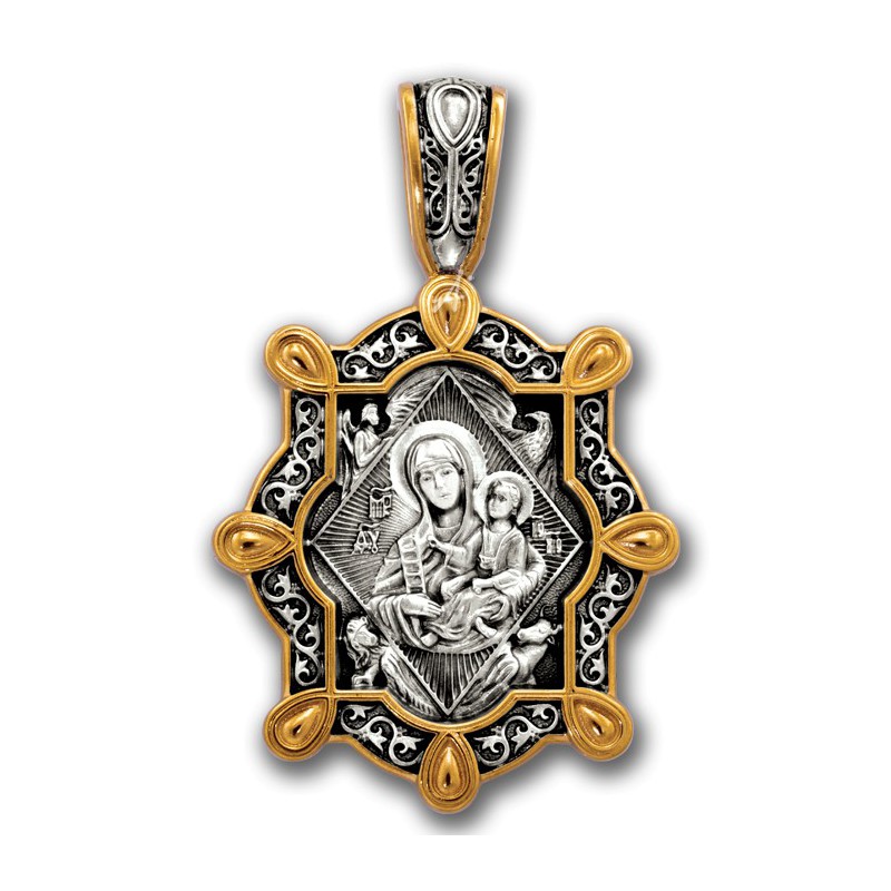 Серебряная нательная иконка Божией Матери «Неопалимая Купина»