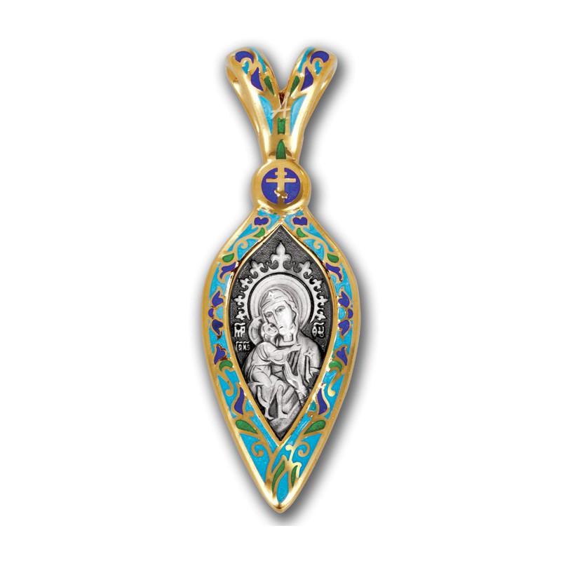 Феодоровская Богородица. Нательный образок с эмалью