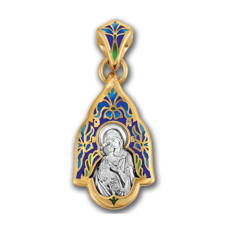 Владимирская Богородица. Нательный образок с эмалью