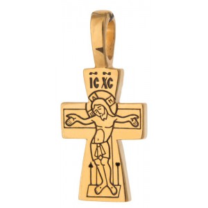 Маленький тельный крест (1,5 гр) «Ангел Хранитель» (Кс.747)