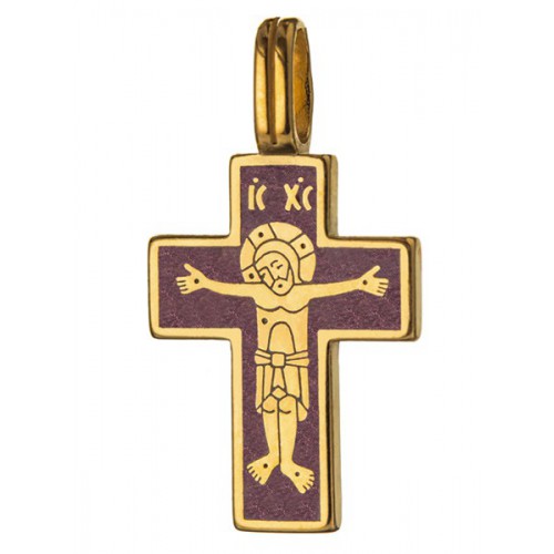 Нательный православный крестик с эмалью «Лоза» (Кс.721)