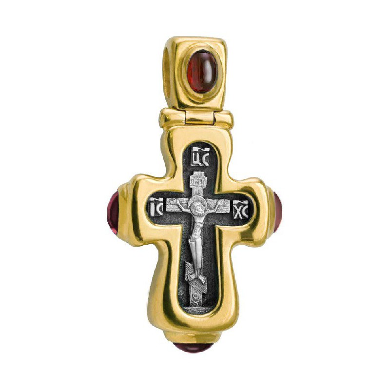 Нательный «Праздничный» крест с гранатами (Кс.587.1)
