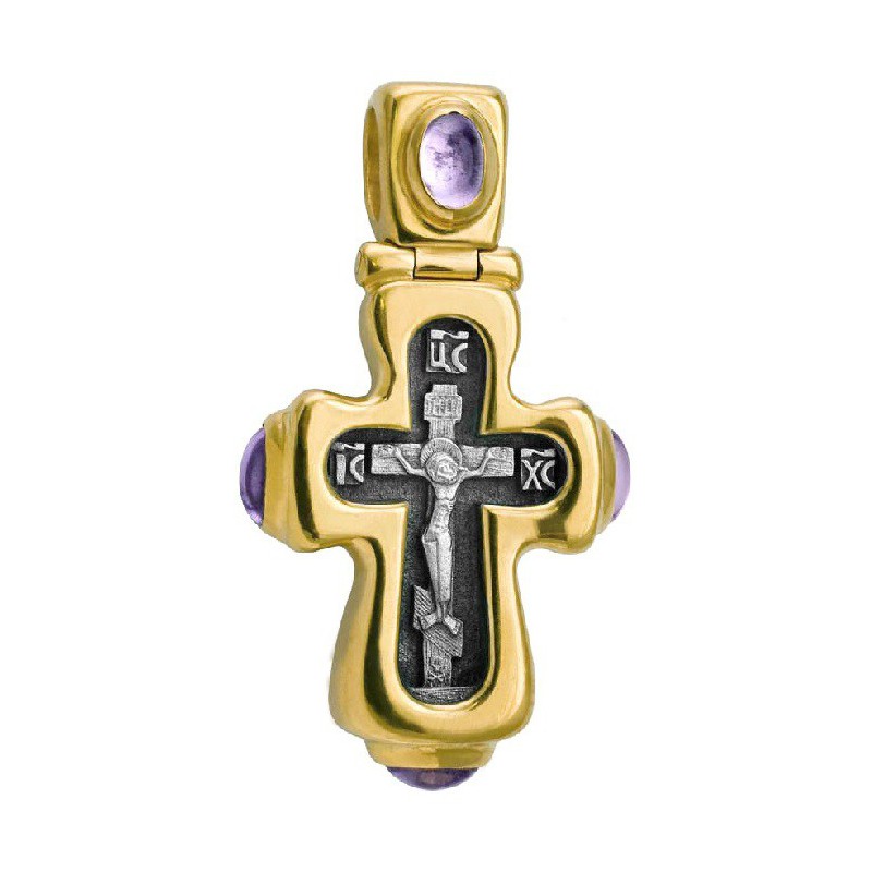 Нательный «Праздничный» крест с аметистами (Кс.587.2)
