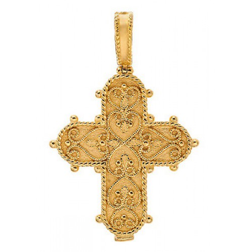 Позолоченный нательный крест «Филигранный» (Кс.693.п)