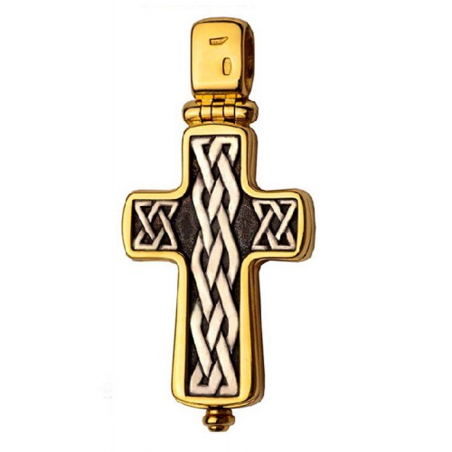 Нательный православный крест мощевик с распятием (Кс.719)