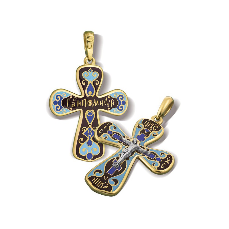Православный крест с эмалью КЭ 02