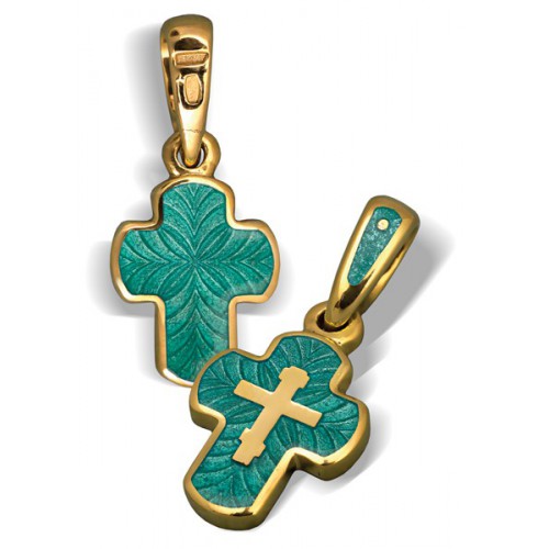 Нательный православный крест с эмалью КЭ.12