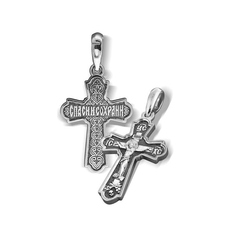 Нагрудный серебряный крестик «Распятие Христово»