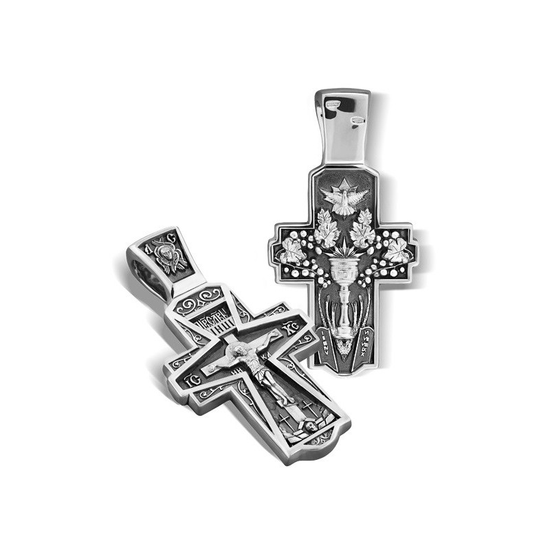Большой серебряный крест (17 гр) «Евхаристия»
