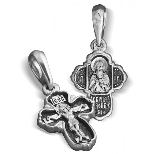 Маленький серебряный крестик «Сергий Радонежский»
