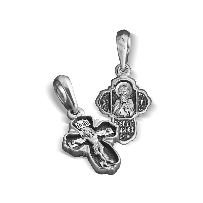 Маленький серебряный крестик «Сергий Радонежский»