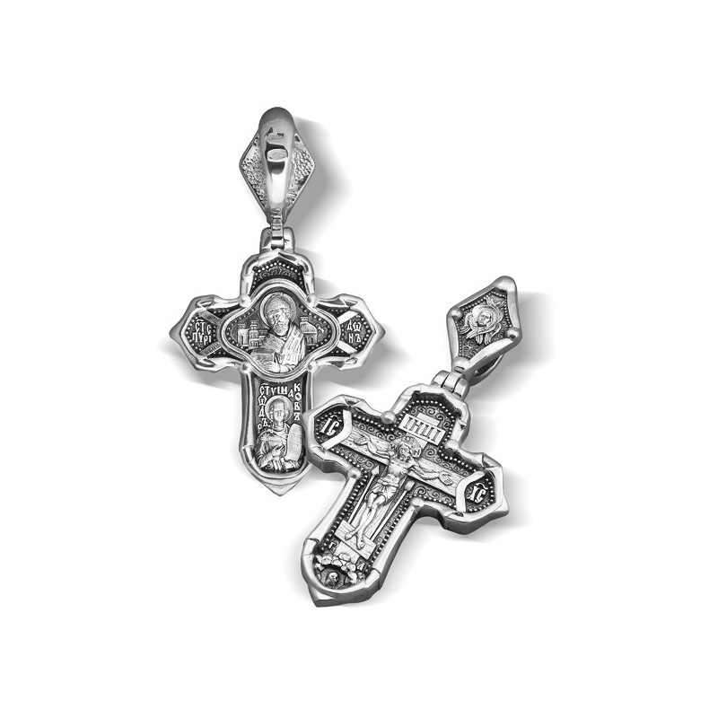 Серебряный нательный крестик «Святитель Спиридон»